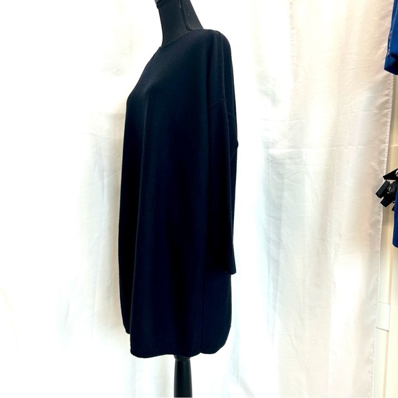 EILEEN fisher navy blue Merino wool tunic sweater dress SZ M - Picture 3 of 10